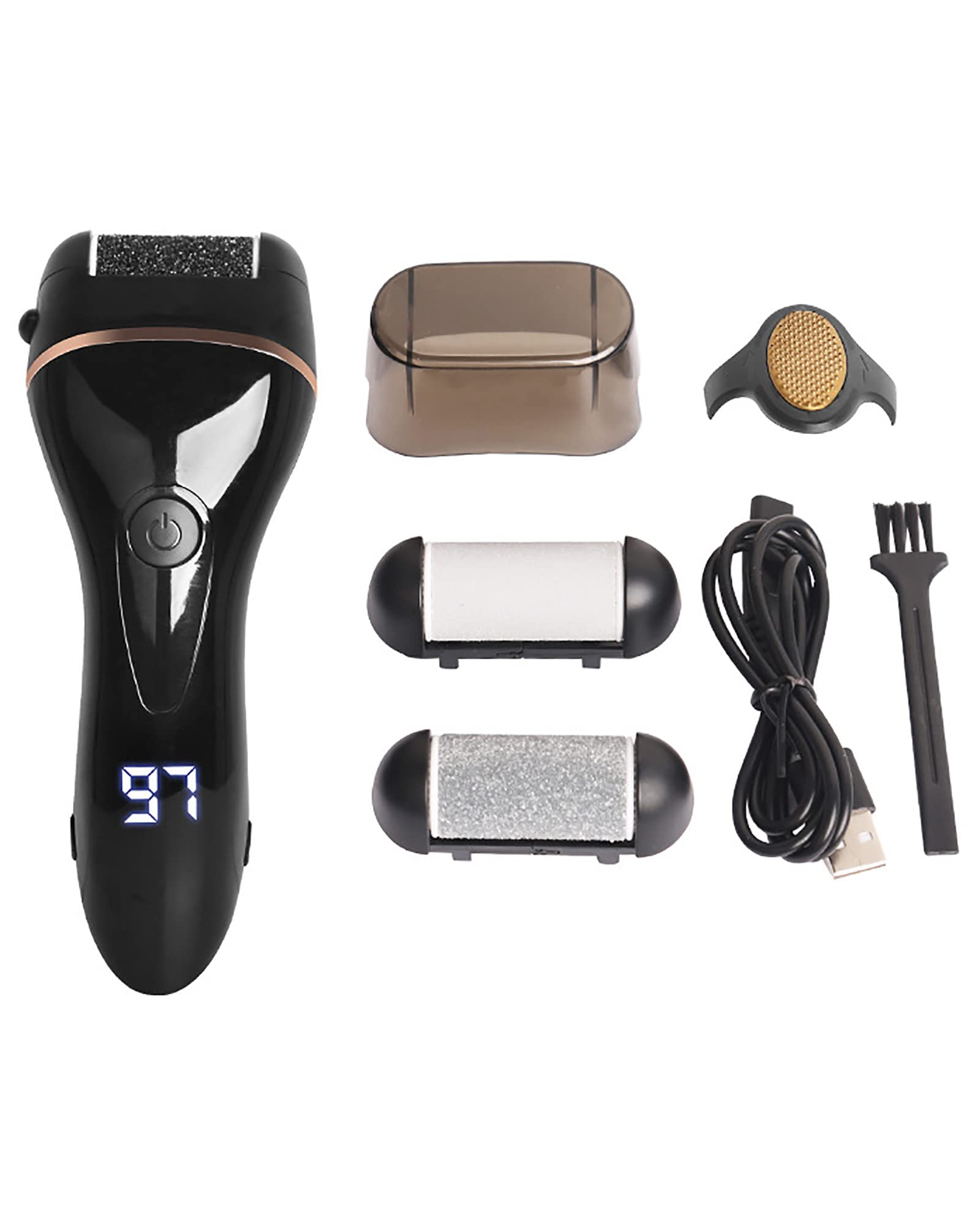 Pantalla Digital LED Lima eléctrica para pies Removedor de Piel Dura Herramientas de pedicura 3 Cabezales de Rodillos y 3 velocidades para Talones agrietados y Piel Muerta, Negro (Negro)