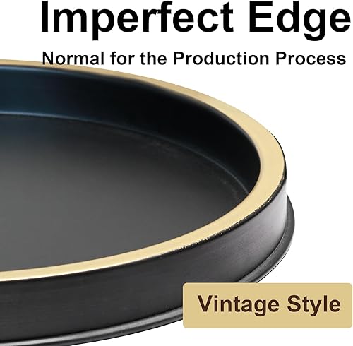 Miniatura 3 de HGF Bandeja redonda para encimera de cocina, bandejas de metal ligero de 12 pulgadas para servilletero, organizador de especias de condimentos,