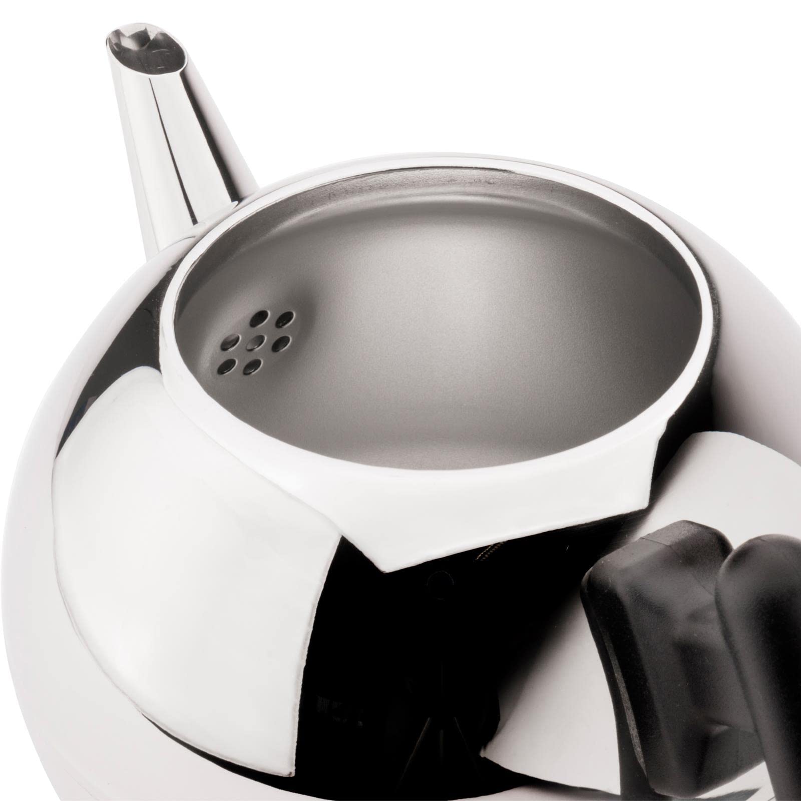 Bredemeijer Bella Ronde Edelstahl-Teekannen-Set 0.75 L - Doppelwandige Edelstahlkanne in Kugelform mit Füßen, silber - schwarzer Untersetzer, mit Filter-Aufsatz, ideal für Teebeutel & losen Tee