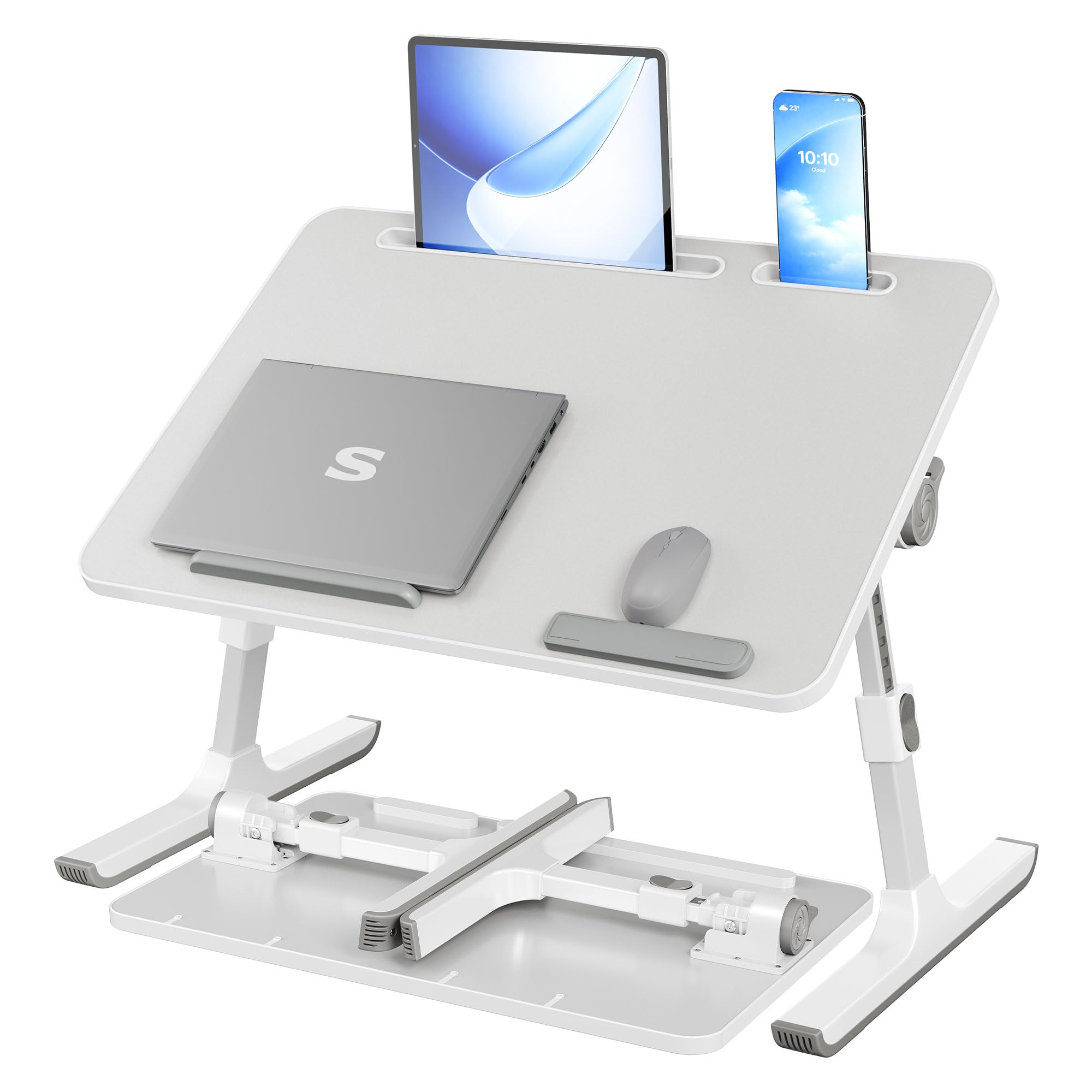 SONGMICS Mesa para Ordenador Portátil, Ajustable, Plegable, 60 x 40 x 25 cm