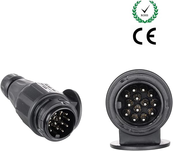 BEIJISTAR 13 Pin Trailer Plug, 12V Waterproof 13 Pin Trailer Plug Connector, for Truck RV Cars Boat Caravan - 3