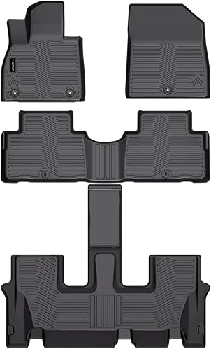 Auxko Alfombrillas para todo tipo de clima, aptas para Hyundai Palisade 7 y 8 asientos 2020-2024 2025, juego de accesorios de goma de elastómero