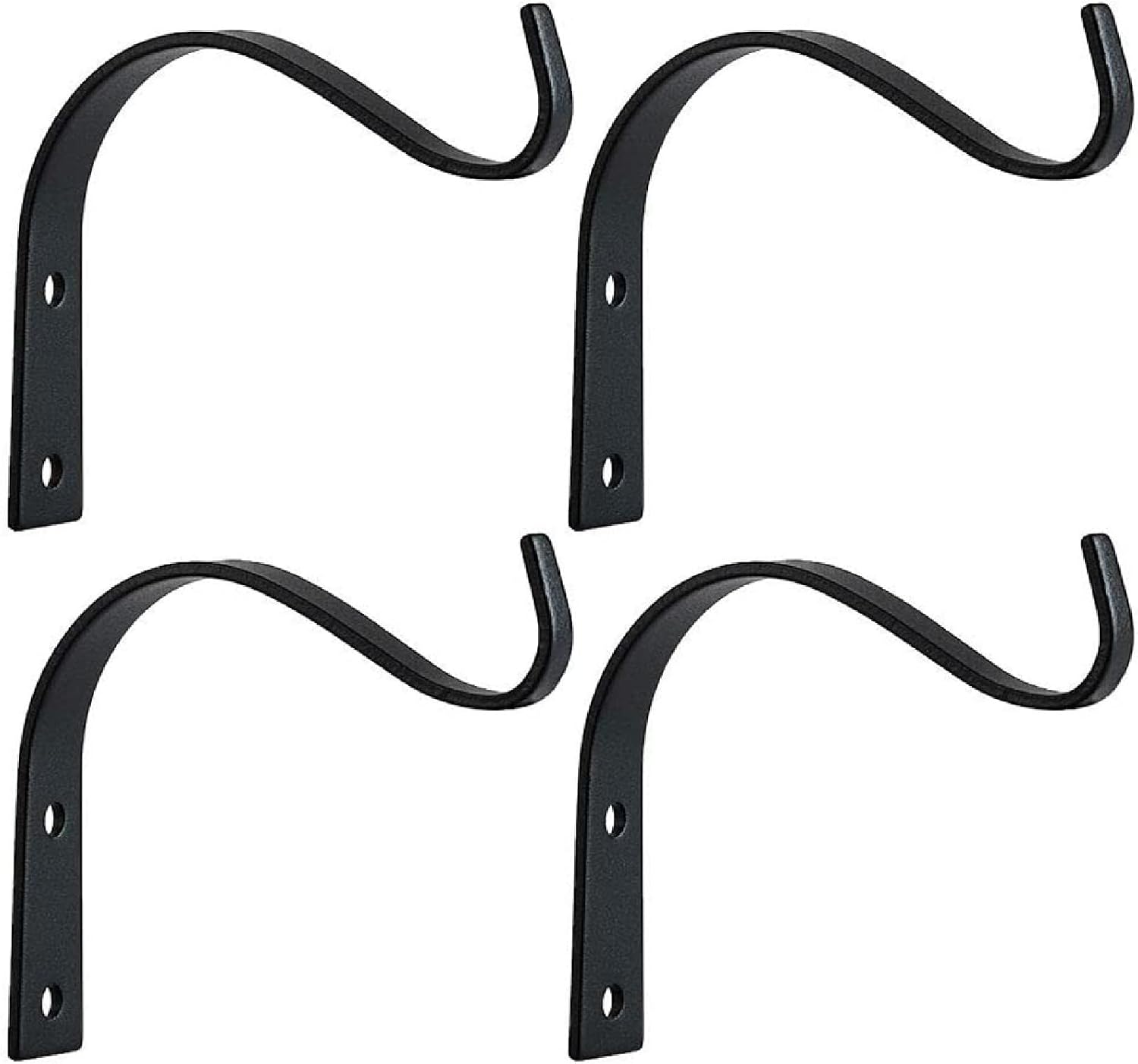 SagaSave 4PCS 5 Inch Iron Wall Hooks Plant Baskets Hanger Heavy-Duty Metal Hooks with Screws for Indoor & Outdoor Home Decor Garden Backyard Wall Planters (Black)