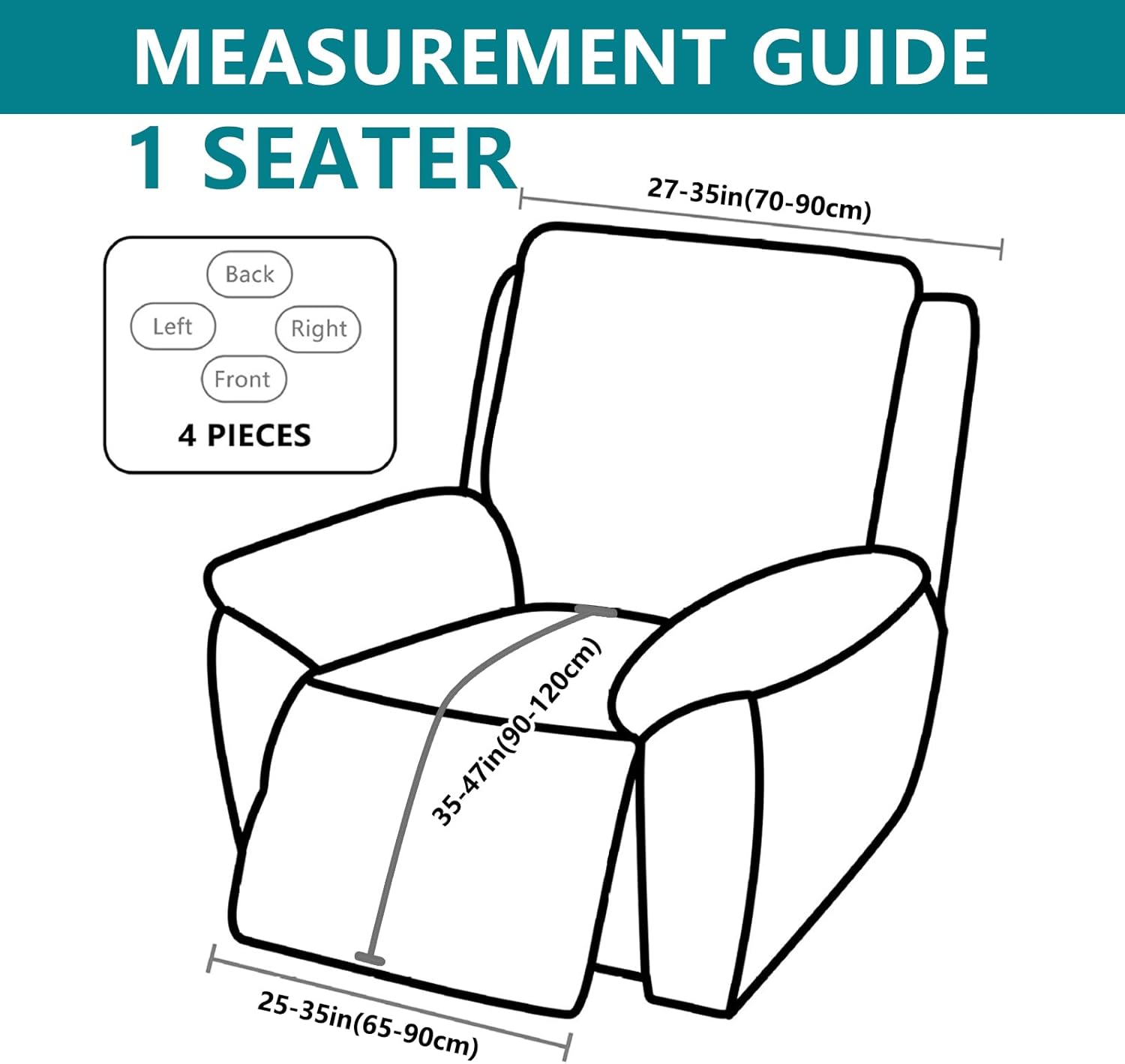 Stretch Recliner Chair Cover 4 Pieces Recliner Armchair Slipcovers for Recliner Washable Furniture Protector for Living Room (Pink)