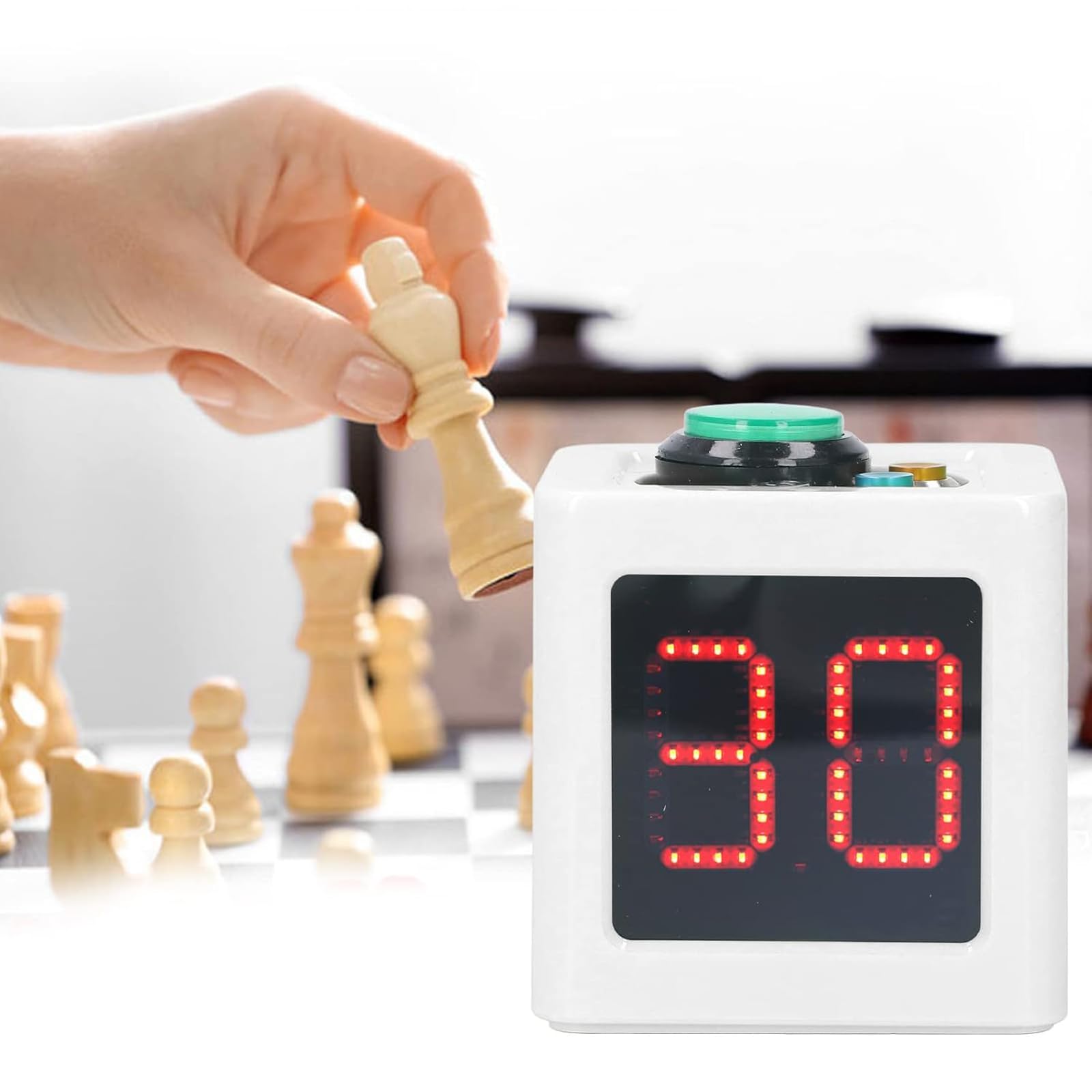 Temporizador de Cubo de Reloj de Carrera LED, cronómetro de Cuenta Regresiva de Disparo Digital de 4 Lados de 1.4in, Brillo Ajustable, para Juegos de Mesa