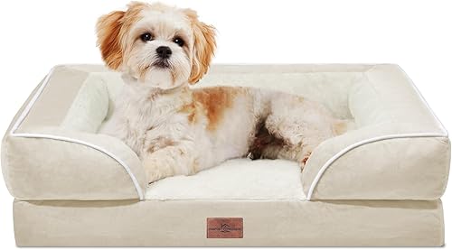 Miniatura 86 de Comfort Expression - Cama ortopédica perros pequeños, 20 x 14 pulgadas, impermeable, espuma soporte cartón de huevo, cojines extraíbles, sofá con
