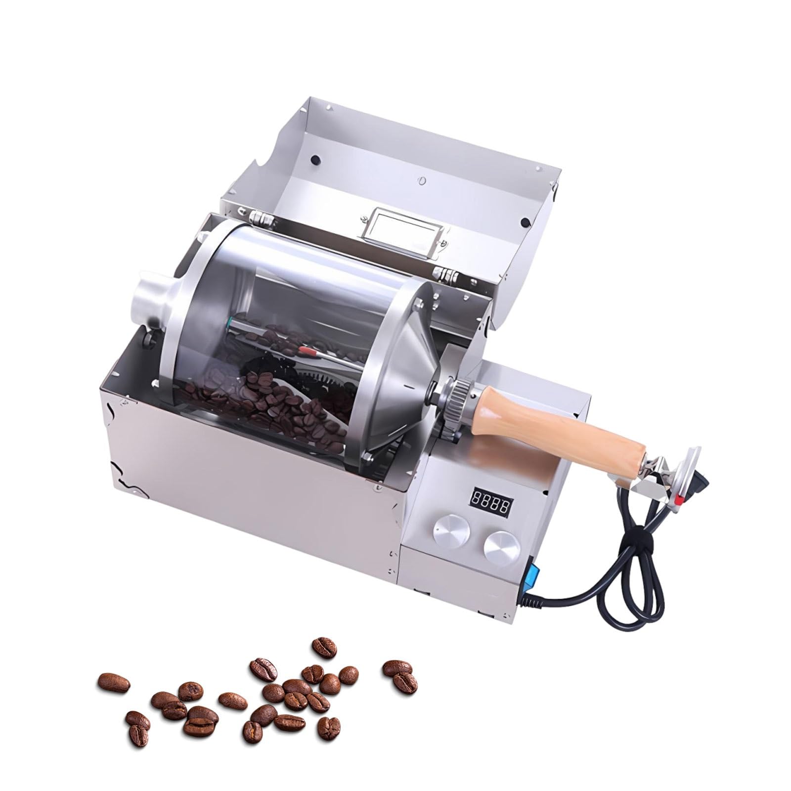 ZHJOPP Coffee Roaster, Stainless Steel Automatic Drum Roaster with Adjustable Temperature for Fresh Home Brewing, 100–400g Capacity