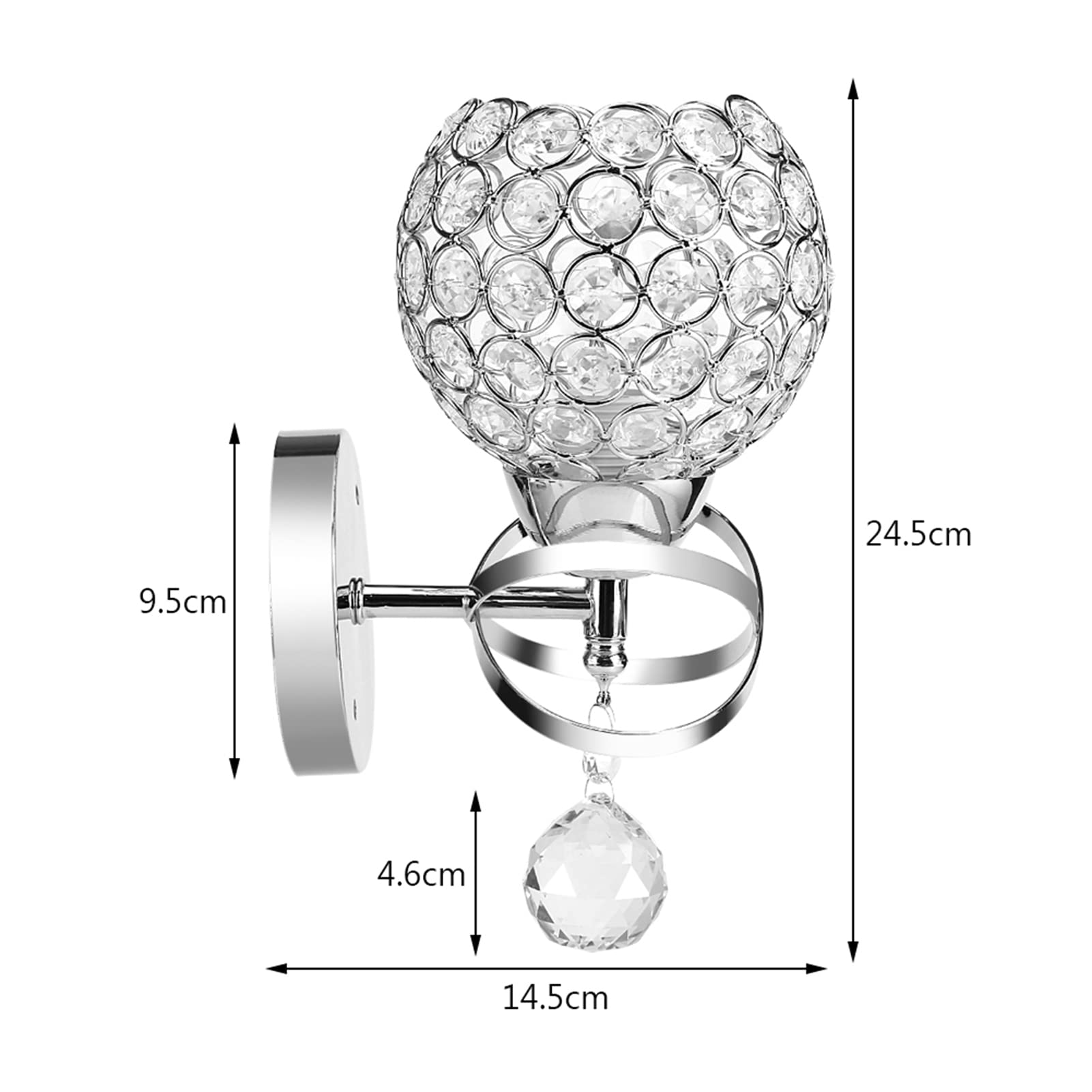Yosoo LED E14/E27-Wandleuchte aus Kristall, moderne Wandleuchte, Kugelform, Kronleuchter, Deckenleuchte, Hängeleuchte