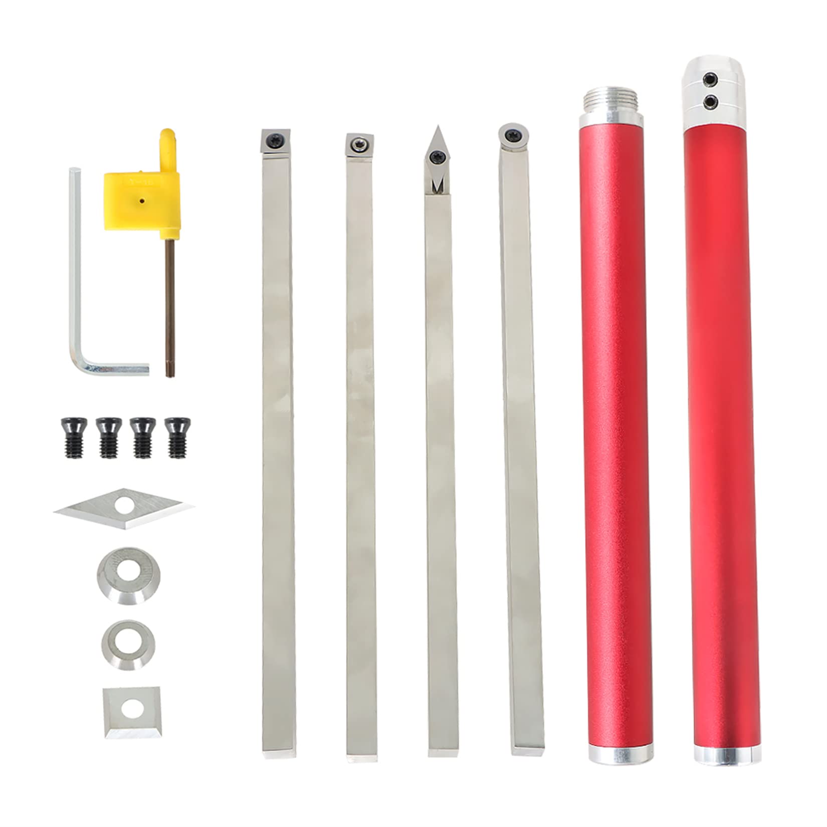 findmallCarbide Woodturning Lathe Tool Set Including Rougher, Finisher, Detailer, Detachable Alloy Handle and 4 Extra Replacement Inserts for Small and Mid Size Turning Projects