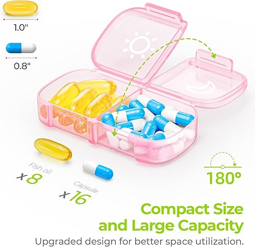 Miniatura 10 de AUVON Pastillero semanal XL 2 veces al día pastillero 7 días con diseño de apertura grande de un lado para un fácil relleno protección de privacidad