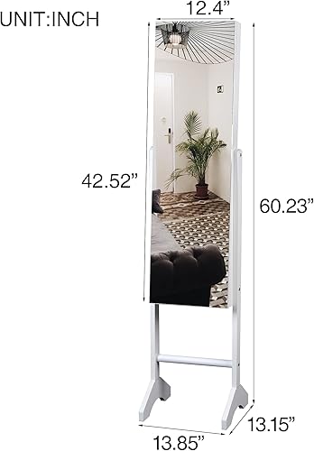 Miniatura 6 de HOUAGI Espejo con almacenamiento de joyas, armario de joyería con cerradura para organizar con espejo, armario de joyería con espejo de longitud