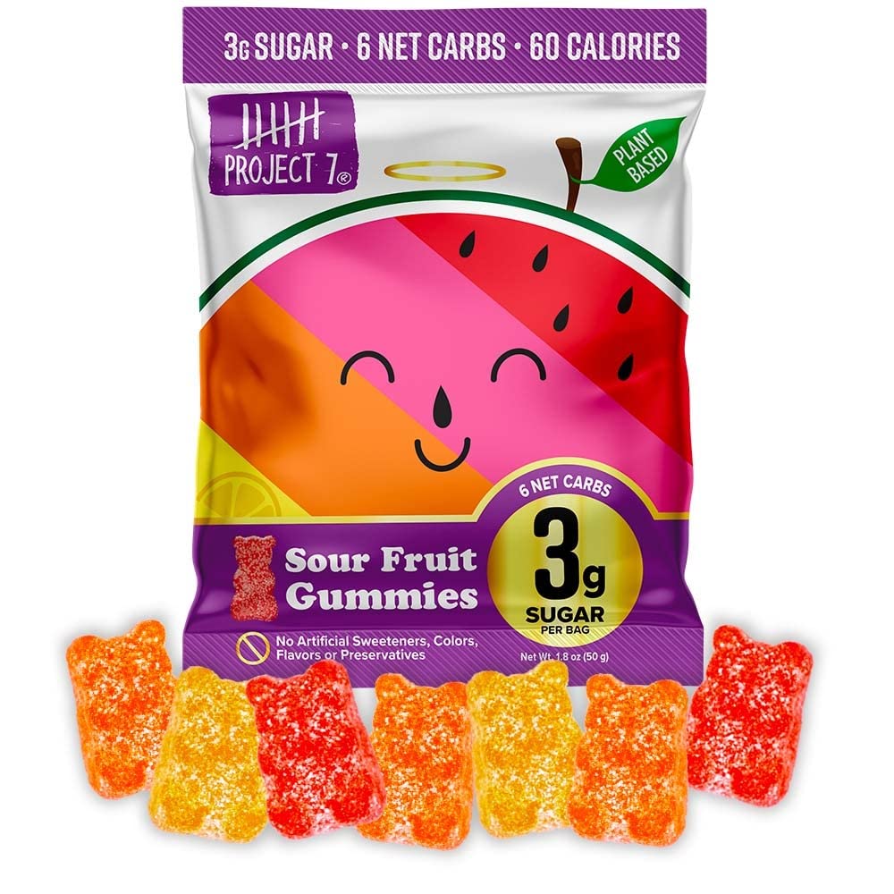 Project 7 Low Sugar Sour Gummy Bears Keto Candy & Vegan
