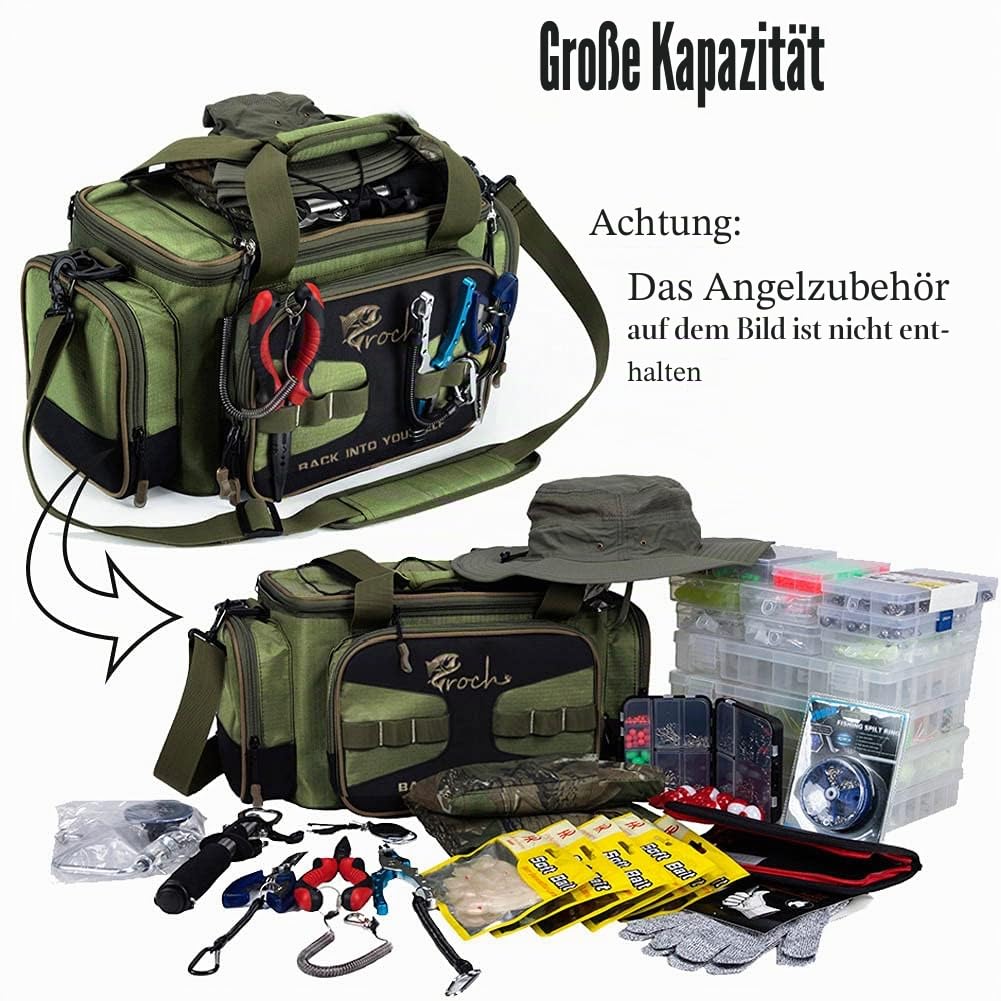 Croch Angeltasche für Angelgeräte und Angel Zubehöre mit Gürtel & Schultergurt Armee-Grün Gürtel & Schultergurt Armee-Grün