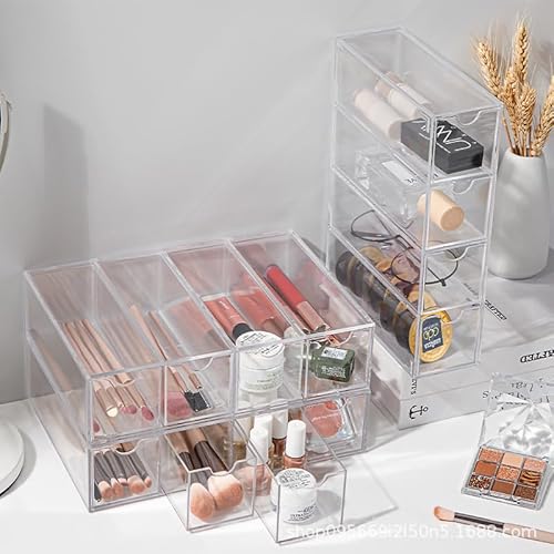 اماتير صندوق تخزين النظارات الشمسية مع 4 ادراج شفافة مقسمة للنظارات - منظم النظارات الشمسية من الاكريليك لعرض المجوهرات ومستحضرات التجميل والساعات وحامل فرش المكياج وحافظات زجاجية للعين