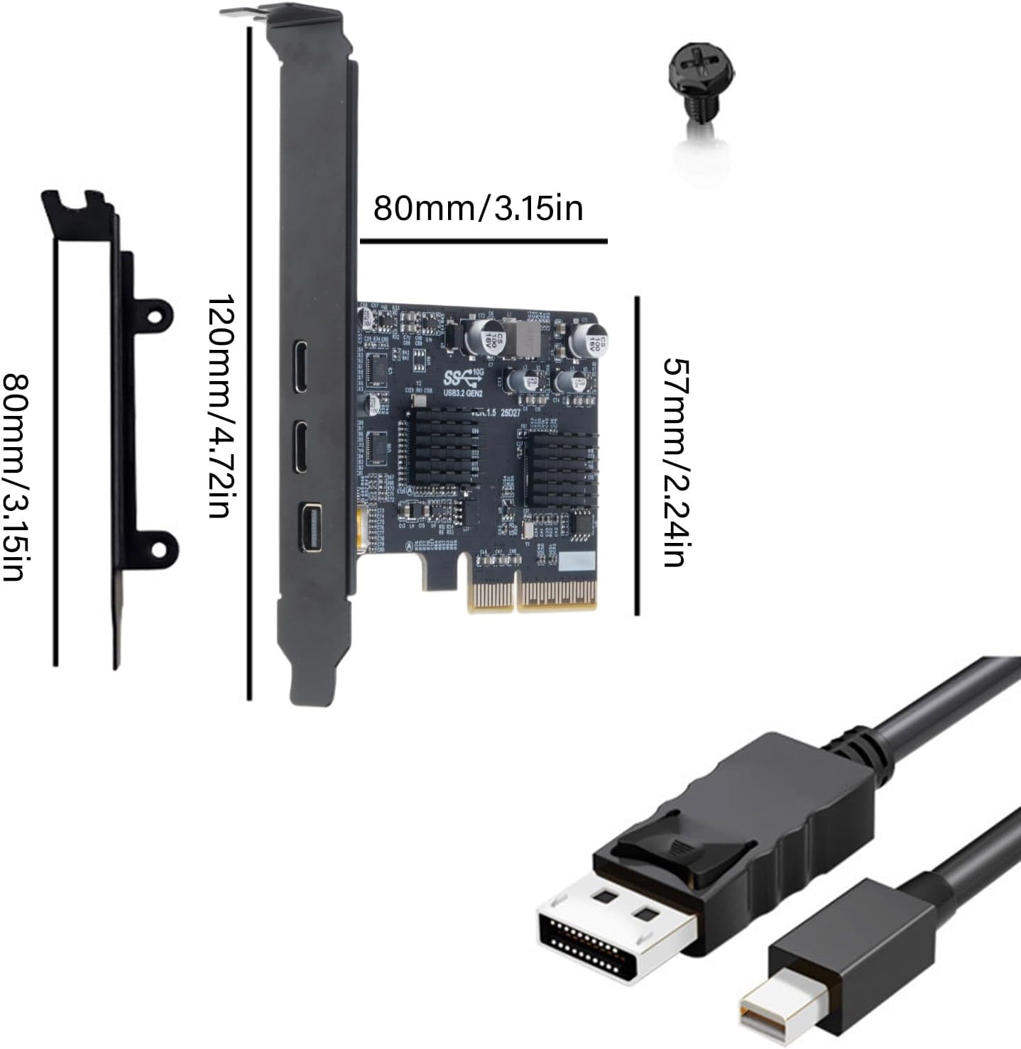 Type-C PCIe Adapter 4K @ 60Hz USB 3.2 10Gbps & Power Type C Expansion Card