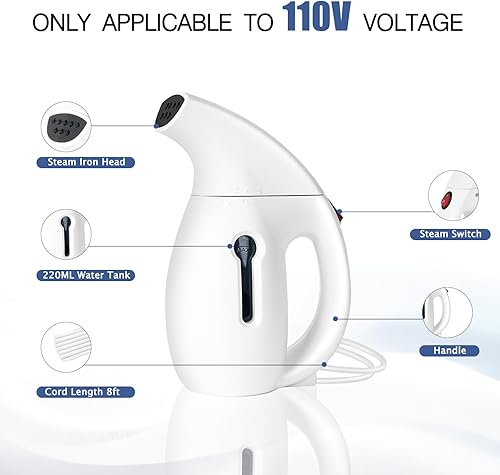 Miniatura 2 de cozywarm Vaporizador de mano para ropa, 800 W, vaporizador portátil de ropa de viaje, tanque de agua de 7.4 fl oz, removedor de arrugas, plancha,
