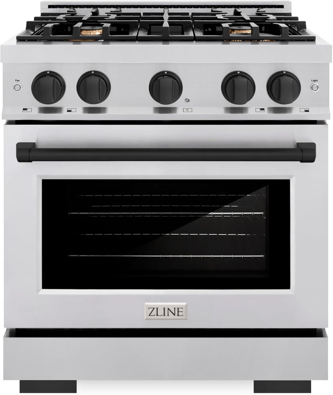 ZLINE Autograph Edition 30 in. 4.2 cu. ft. Select Dual Fuel Range with 4 Burner Gas Cooktop and Electric Convection Oven in Stainless Steel with Matte Black Accents (HDRZ-30-MB)