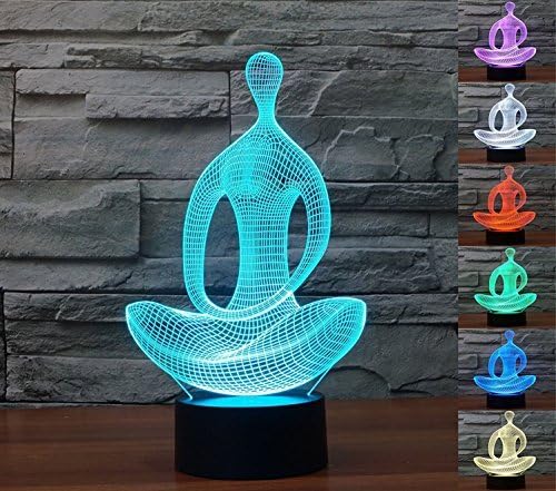 3D Led Night Light Lamps - Optical Illusion 7 Colors Touch Table Desk Visual Lamp Gifts Toys for Children Kids (Yoga)