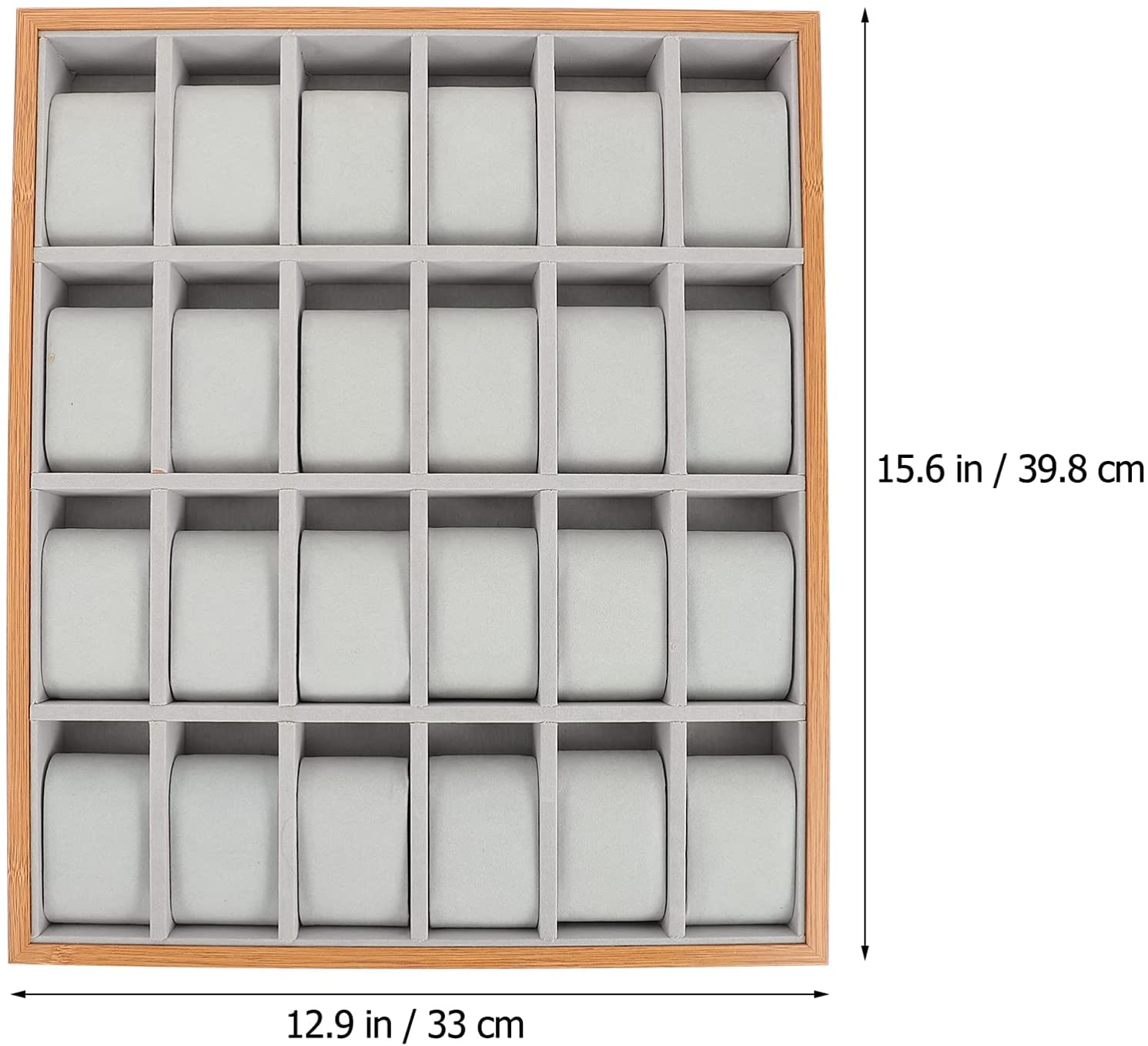 Uhrenvitrine aus Holz mit 24 Fächern, dekoratives Schmuck-Display, Schublade, Organizer für Halsketten, Armreifen, Armbänder, Armbanduhren, Schmuck, Geschenk für Herren/Frauen, Beige