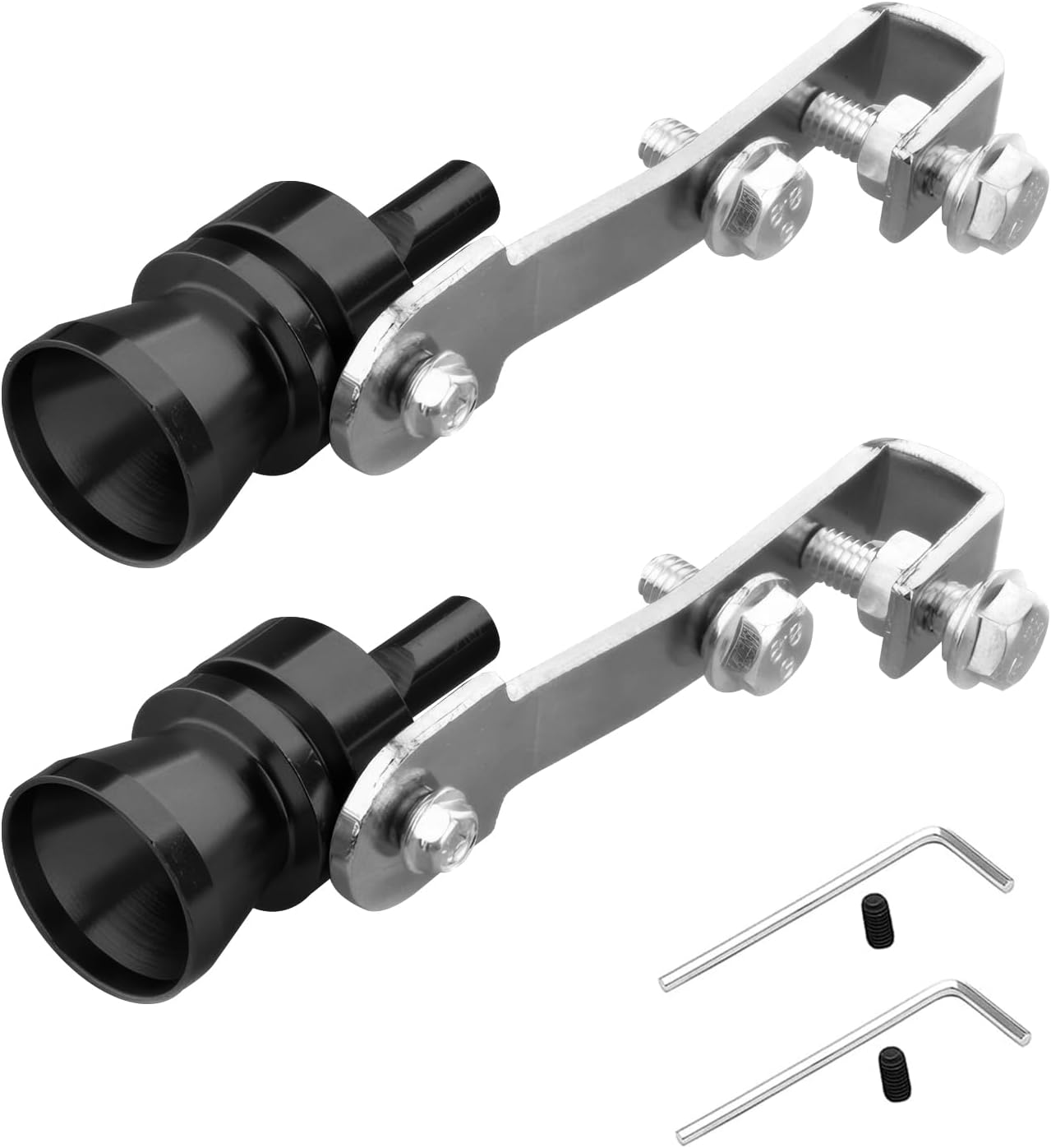 Fogfar 2 PCS Car Turbo Whistle Exhaust Pipe Sounder, Car Blow Valve Tip Metal Simulation Muffler, Sound Wave Imitator Booster, Universal Modification Accessories for Most Cars Motorcycles (Black #M)
