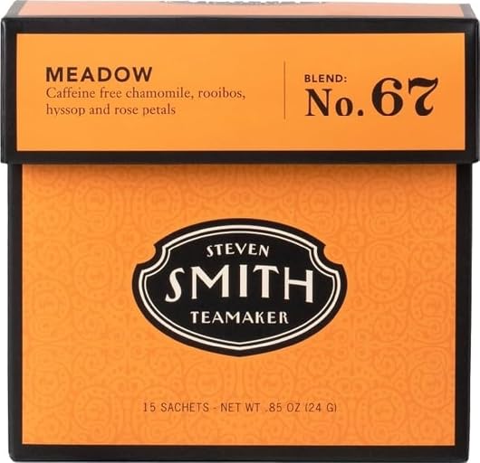 Steven Smith Teamaker, Meadow Chamomile Tea, 15 Sachets, 0.85oz each | Full Leaf Herbal Tea, Caffeine Free, Sugar Free, Sustainably Grown, Plant Based Sachets, Microplastic-Free