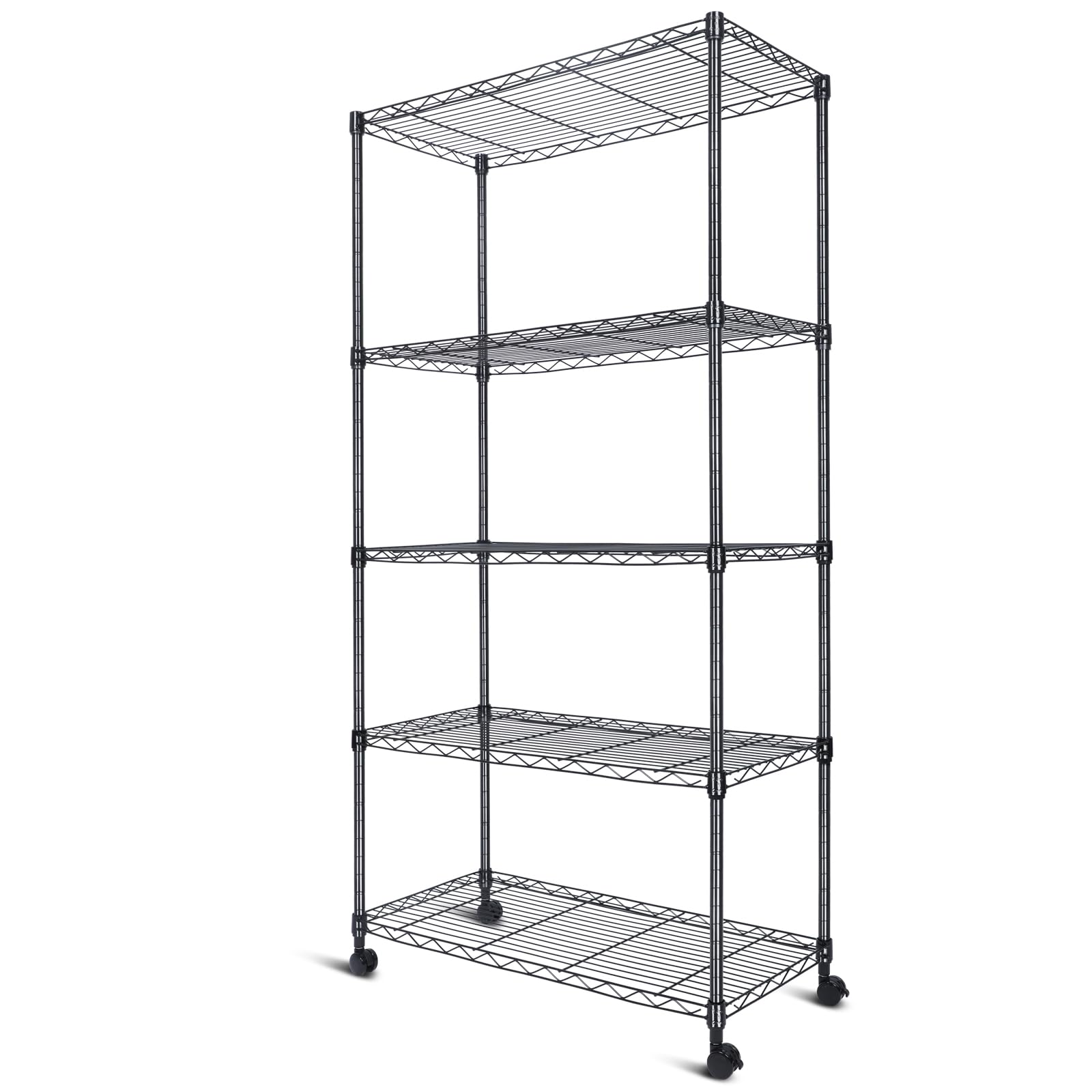 Whitmor 5-Tier Heavy Duty Shelving Unit, Metal Adjustable Storage Shelves, 2000 lbs Capacity for Pantry, Kitchen, Closet, Laundry, 29.6" L x 13.7" W x