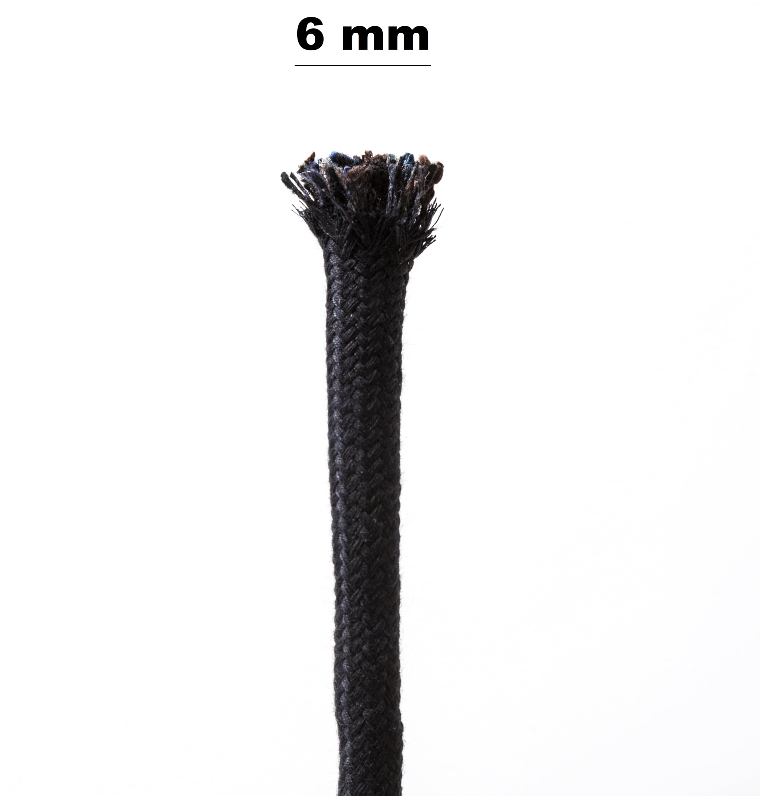 IPEA Cuerda de algodón macramé Negro – 6 mm x 100 Metros – Rollo súper Largo – Fabricado en Italia – Hilo de Coser para Manualidades, decoración, tapices y Cortinas – Cordón – 0,6 cm (Paquete de 2)