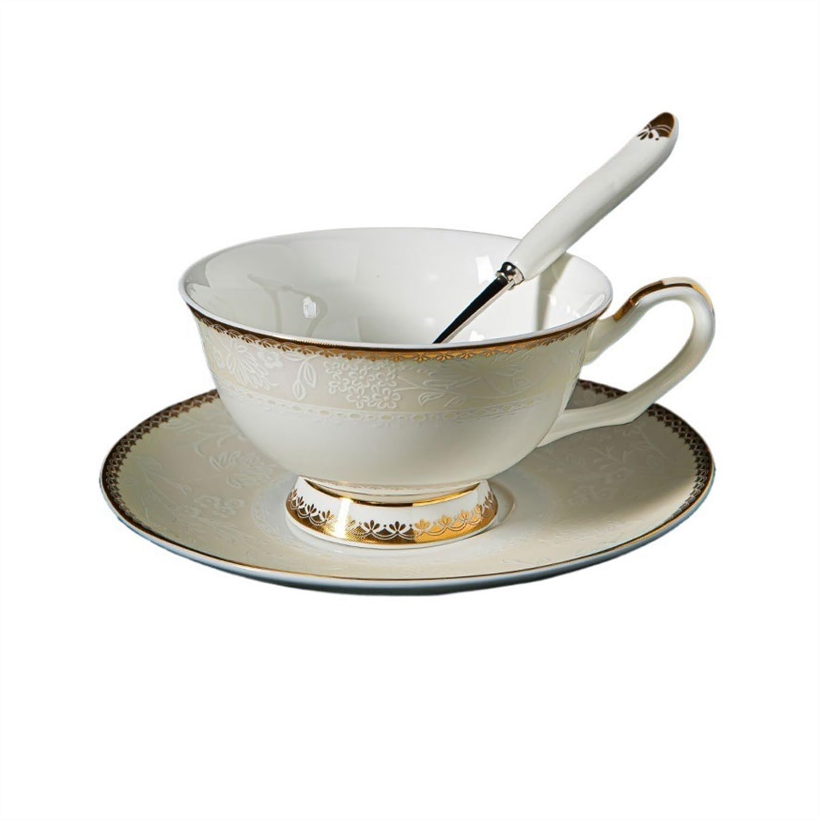 Wytłoczone kubki do herbaty w stylu europejskim, zestaw filiżanek do kawy, luksusowy brytyjski zestaw do herbaty, kubki z cienkiej porcelany, filiżanki do herbaty i spodki