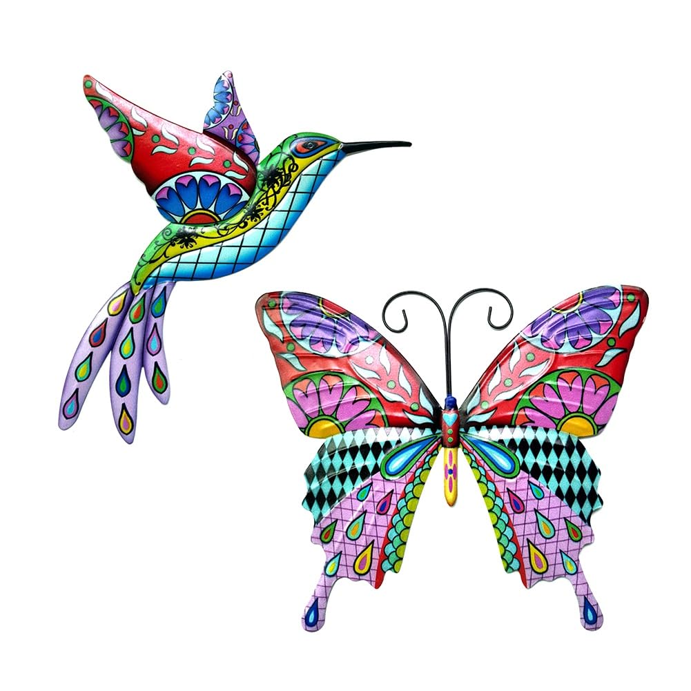 CTRLZS Bird Butterfly Metal Outdoor Wall Art Decor, Bird Wall Sculpture Hanging Decorations, Bird Wall Art Decor Easy Install