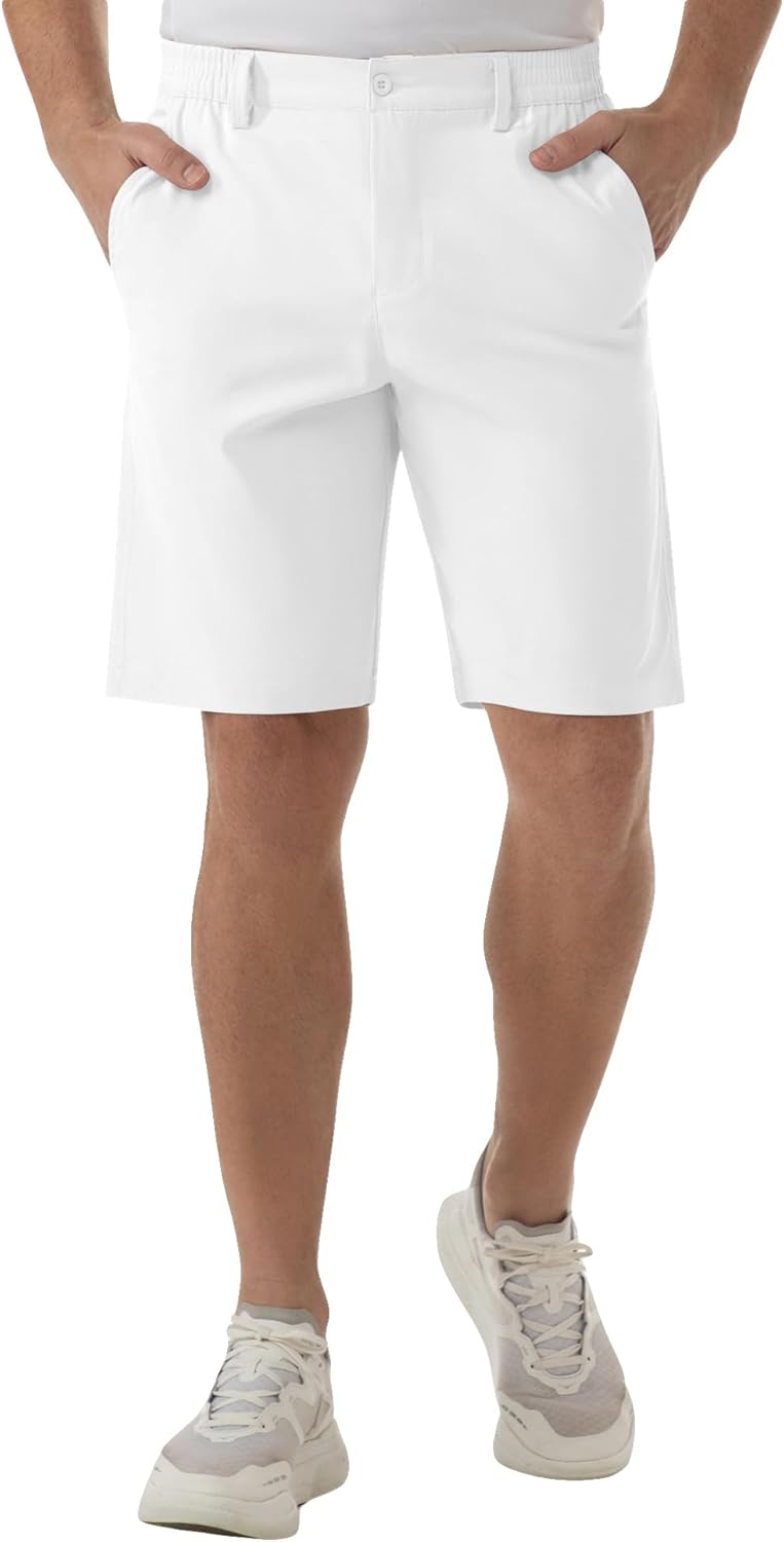 SIX ISLANDS Men's Golf Hybrid Shorts 9 Inch Inseam with Pockets Quick Dry Stretch Flat Front Casual Work Dress Shorts for Men