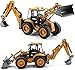 Dollox Die-cast Excavator Backhoe Front Loader Truck 1/50 Metal Engineering Vehicle Construction Tractor Model Collection Bulldozer Back Hoe Truck Decoration Toy Gift for Kids