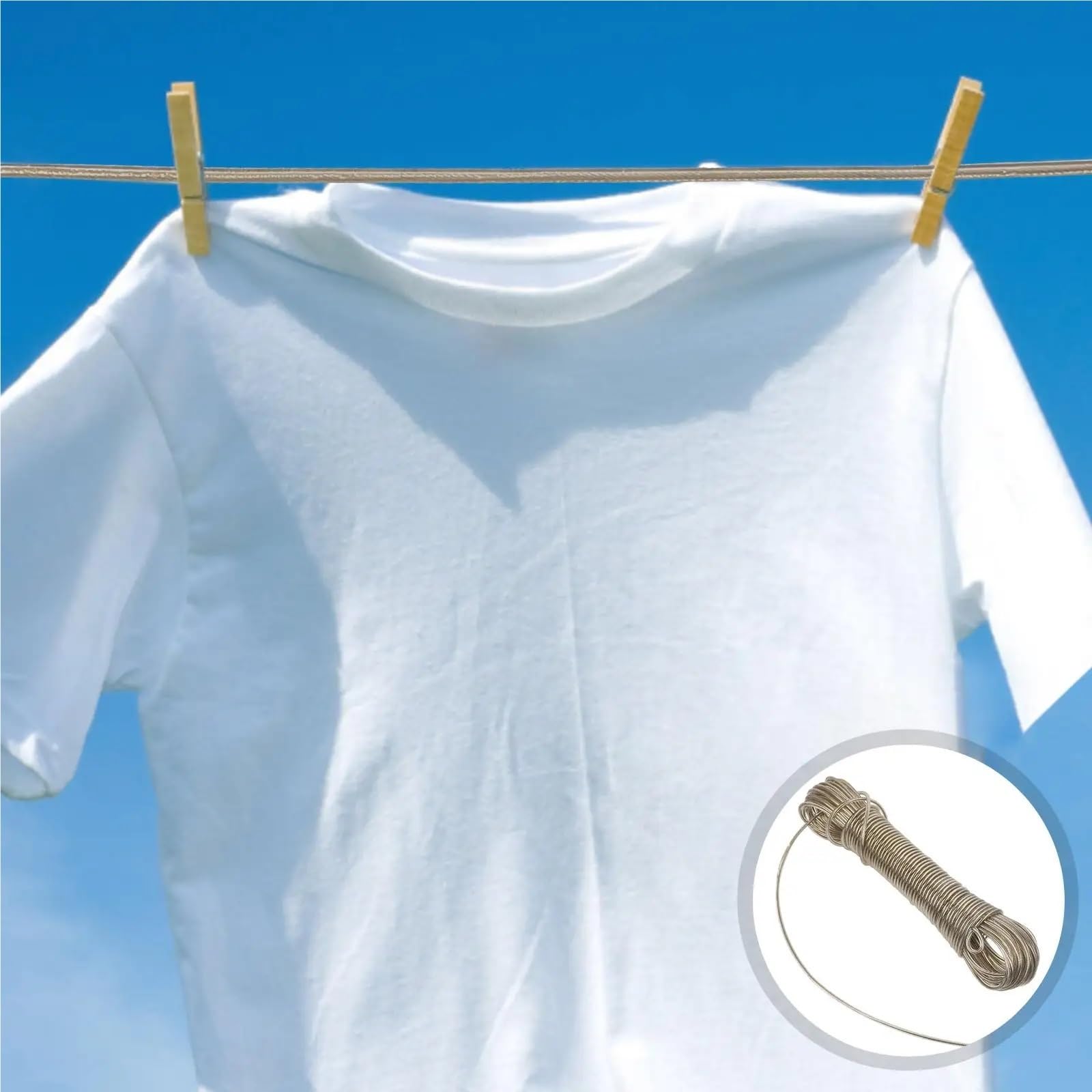 Drahtseil mit Kunststoffbeschichtung, 40,0 m, PVC-Wäscheleine, rostfrei, wasserdicht, Trockenseile, for Reisen, Camping, Wandern, for den Innen- und Außenbereich