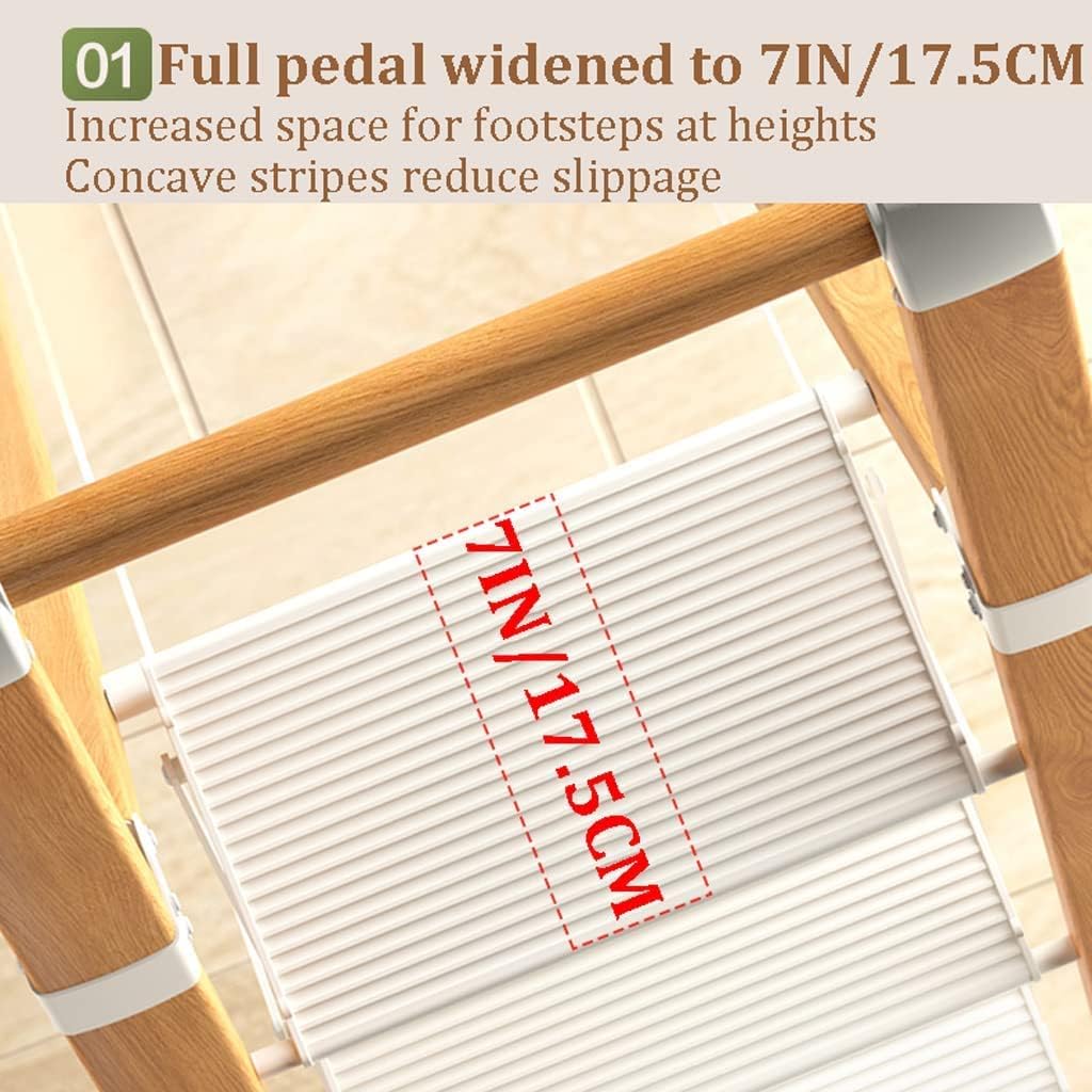 Stylish Telescoping Ladders Wide Step Ladders with Armrests Folding Ladder Easy Storage Home Step Ladders 330 Lbs