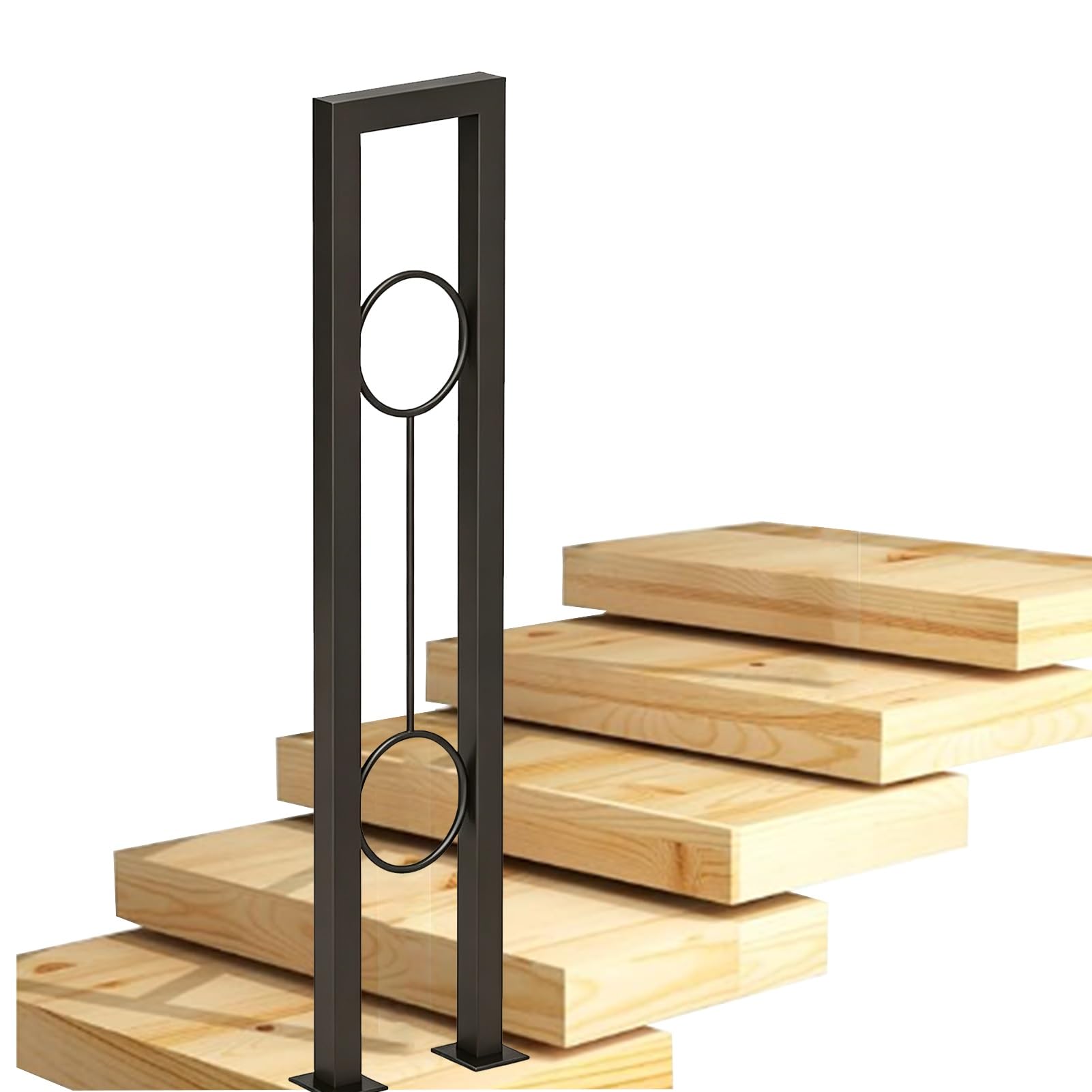 U-Shaped Stair Handrail - Transitional Guardrail Fits 1 Step Modern Staircase Railing for Concrete Steps and Wooden Stairs, Lead Direct to Stairwell(95cm/37in)