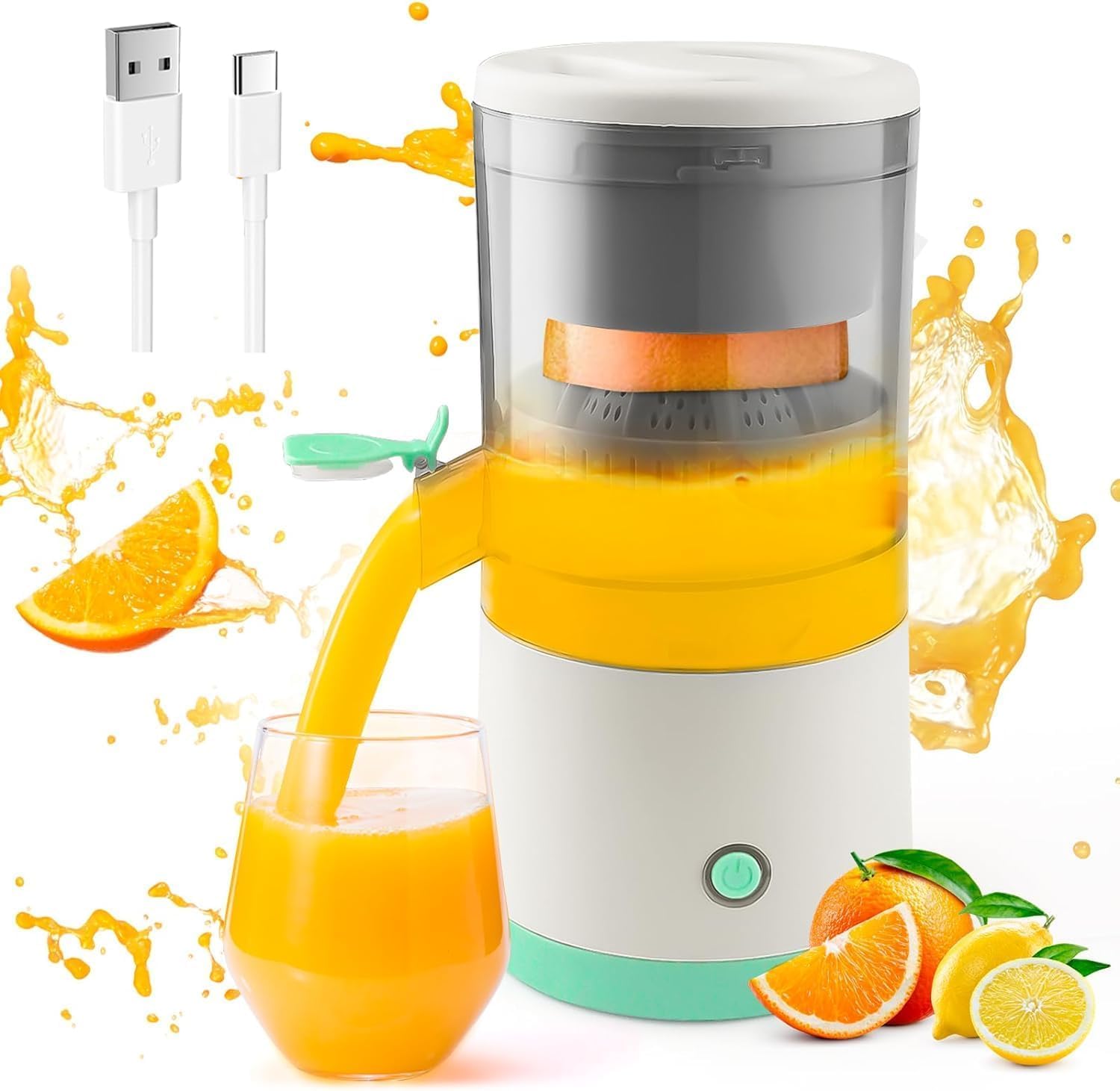 Drumstone 𝟏𝟓 𝐘𝐞𝐚𝐫𝐬 𝐆𝐮𝐚𝐫𝐚𝐧𝐭𝐞𝐞 Electric Citrus Juicer – USB Rechargeable Automatic Orange & Mosambi Juice Extractor with Lever, One-Touch Operation, for Home, Travel, Picnic Use discount deal