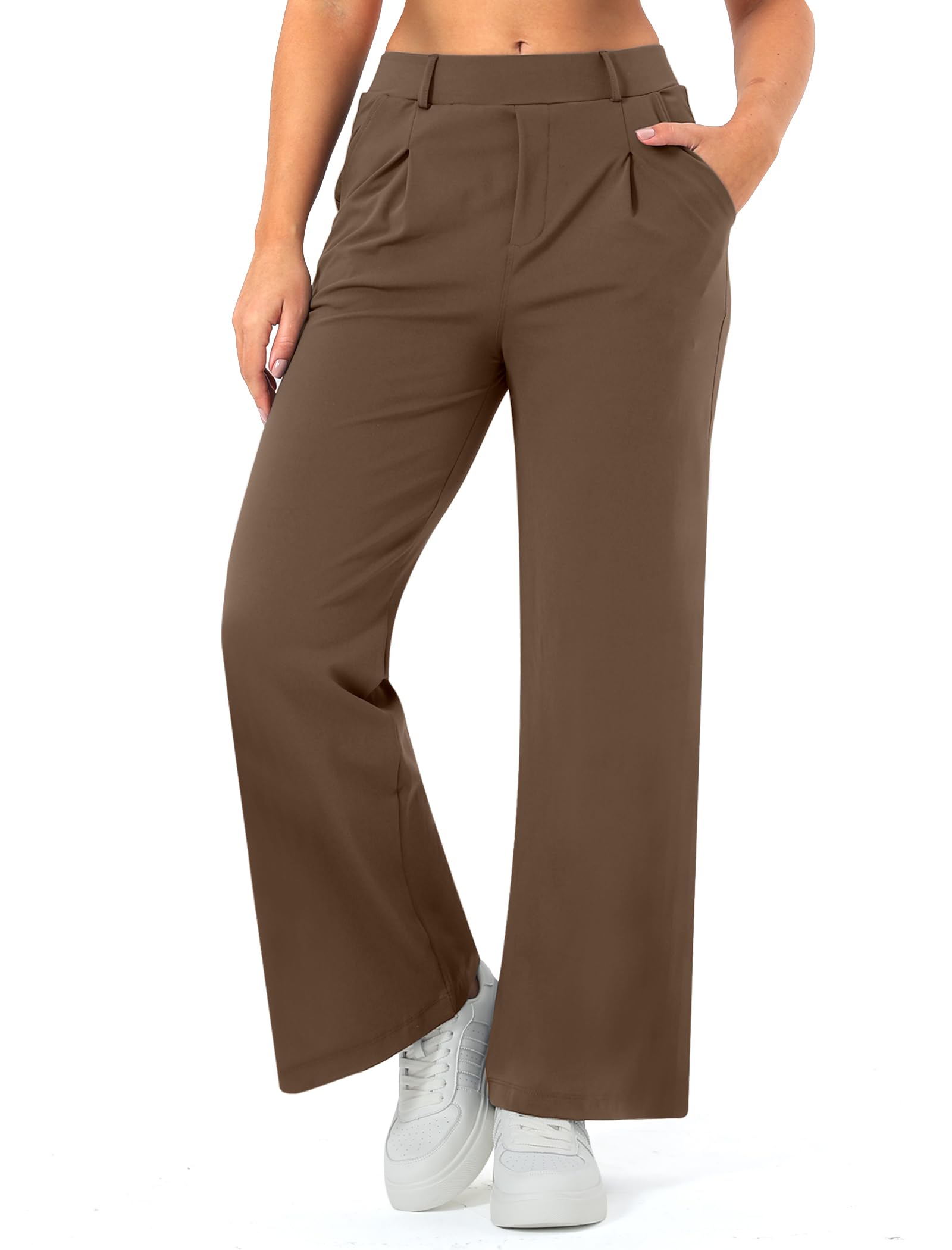 Wide Leg Work Pants for Woman Stretchy Office Slack Dress Pants Business Trousers with Pockets
