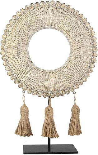 Oranmen de resina con borde de cuerda de cáñamo de oro antiguo, decoración del hogar moderna con base de metal negro, sala de estar y oficina,