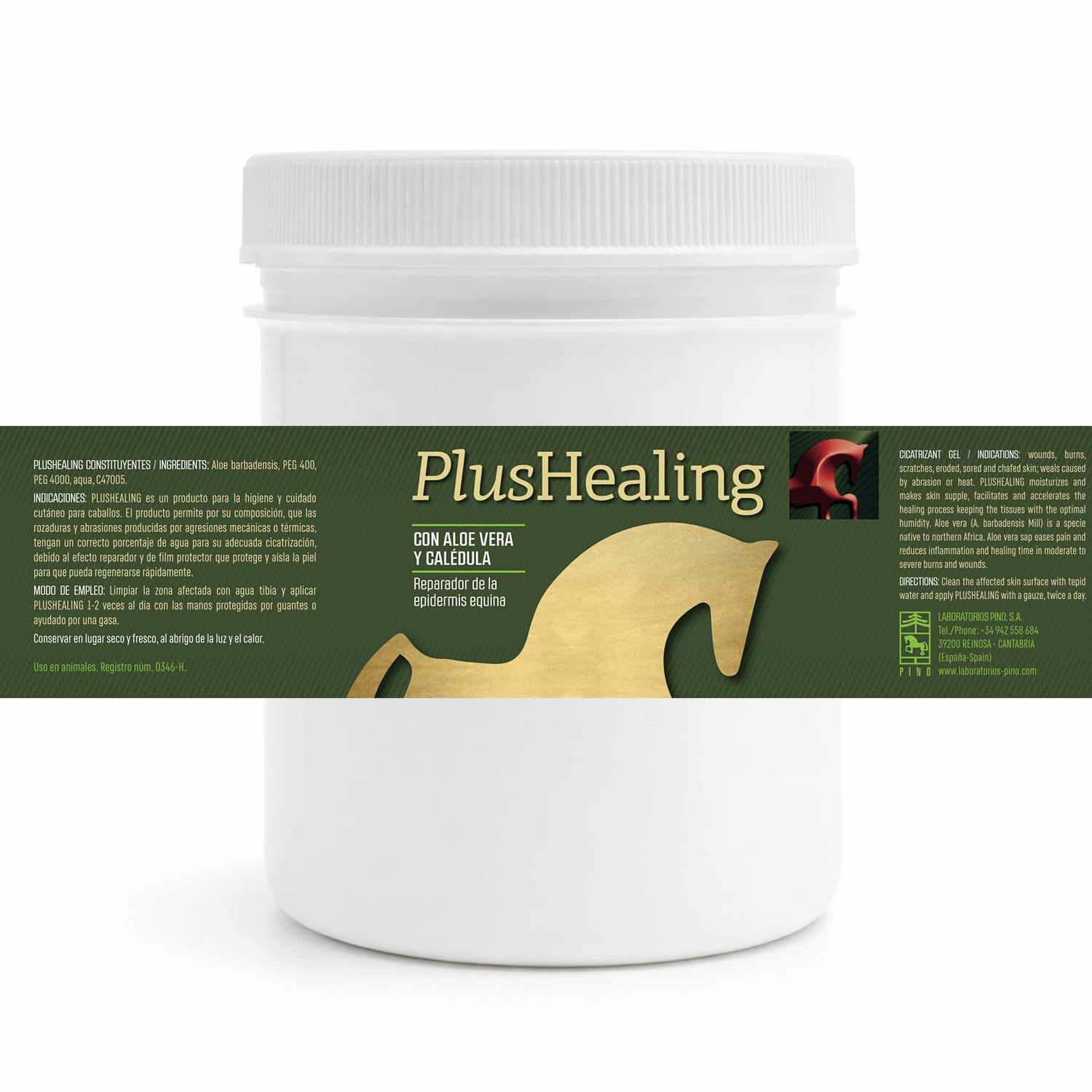 LABORATORIOS PINO Plushealing Producto para Higiene y Cuidado Cutáneo en Caballos – Ayuda a la Cicatrización de Rozaduras y Abrasiones – Uso Externo – Envase 500 ml