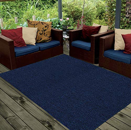 Ambiant Saturn Collection Pet Friendly Indoor Outdoor Area Rugs Navy - 5' Round #TOP4