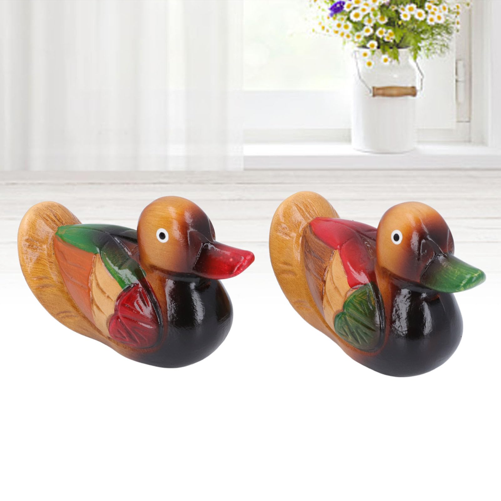 Amazon.co.jp: 木製アヒル ミニチュア鳥像 木製アヒル デコイ マガモ