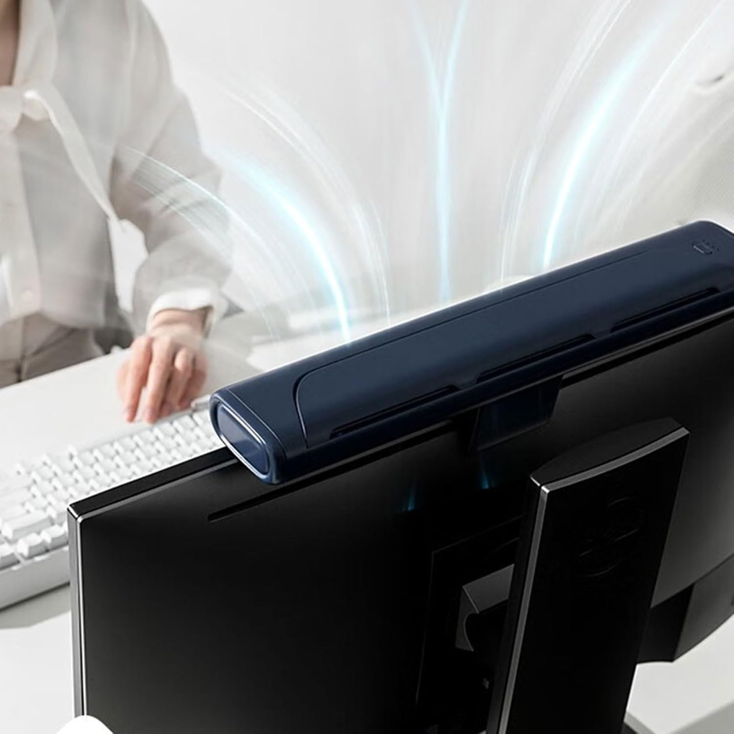 Computer Screen Hanging Fan Adjustable Monitors Fan Bladeless Hanging Screen Electric Fan for Office Home