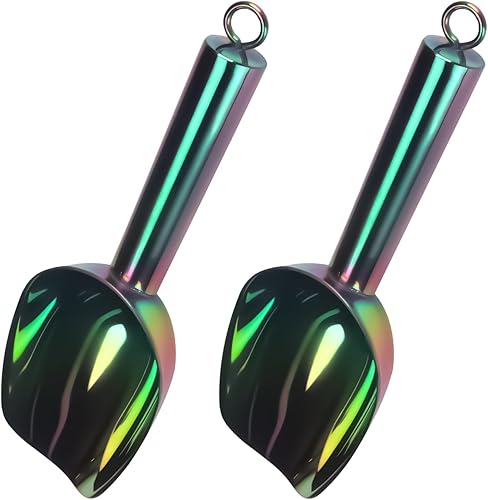 MaudCara Cuchara de hielo de metal para congelador, utensilios de cocina pequeños de 3 onzas, multiusos para cuchara de galletas, palomitas de maíz,