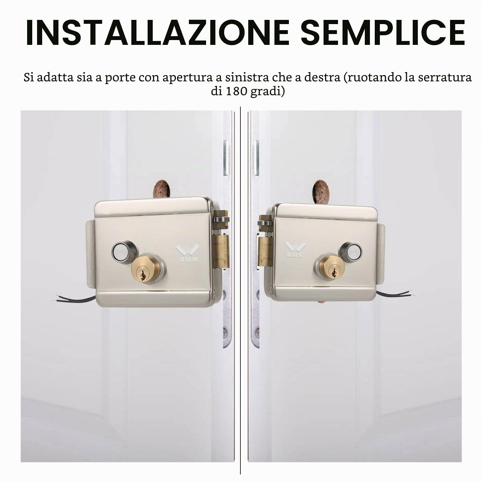 Serratura elettrica intelligente per cancello, metallica, con 3 chiavi e sblocco per sistema di controllo accessi elettronico