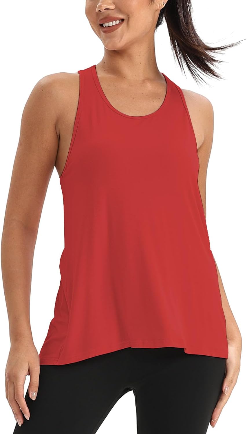 Mippo Workout Tops for Women Open Back Shirts Athletic Gym Clothes Sleeveless Tank Tops Loose Fit - Image 2