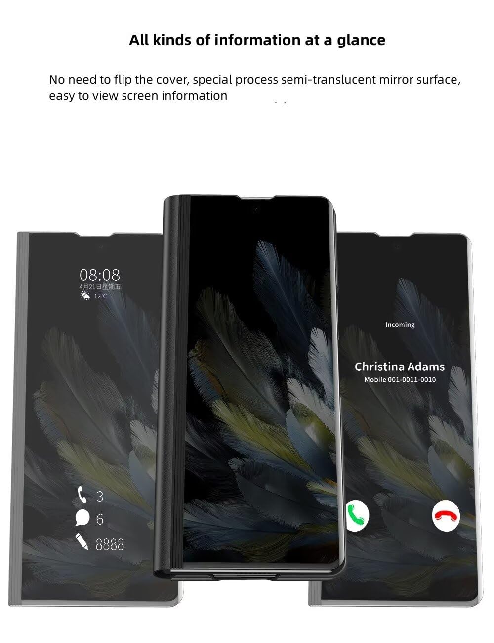 YKNIUFLY Etui na telefon komórkowy do OnePlus Open, funkcja stojaka, lustrzana powłoka na całe ciało, 360°, Smart Cover etui ochronne do OnePlus Open. (fioletowe)