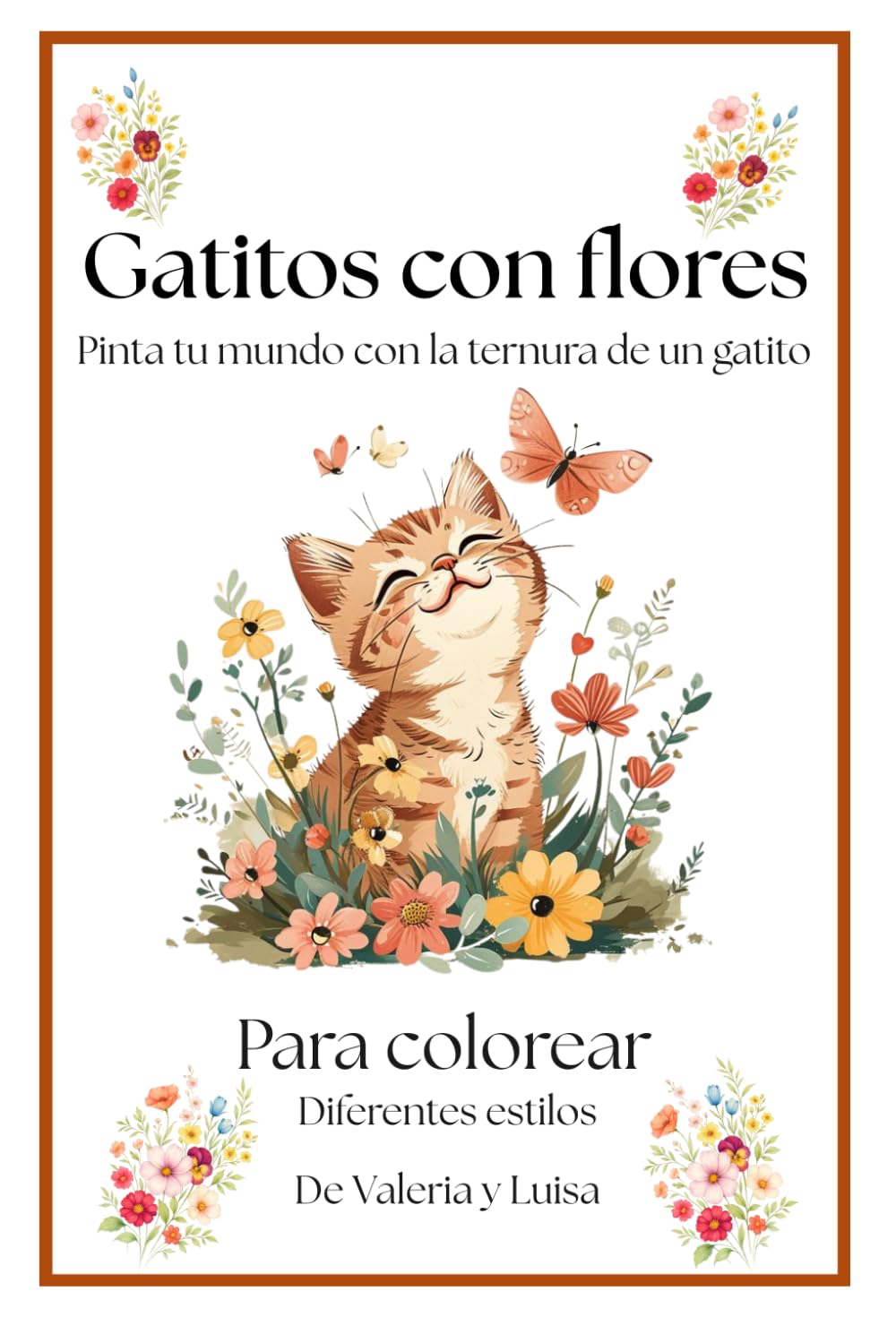 Gatitos con flores: Para colorear