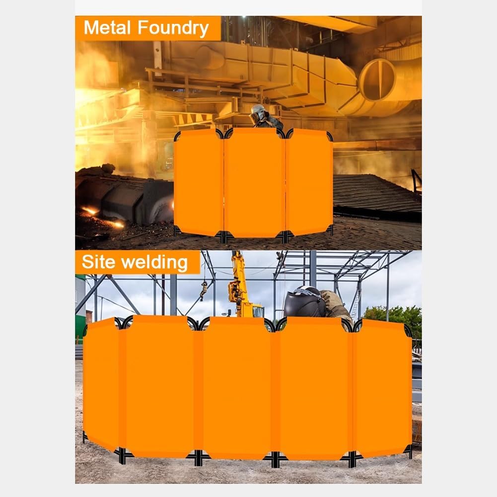 Welding Screen with Frame, Welding Curtain Screen, Flame-Resistant Welding Protection Screen, Veable & Professional for Workshop/Industrial (1PCS)