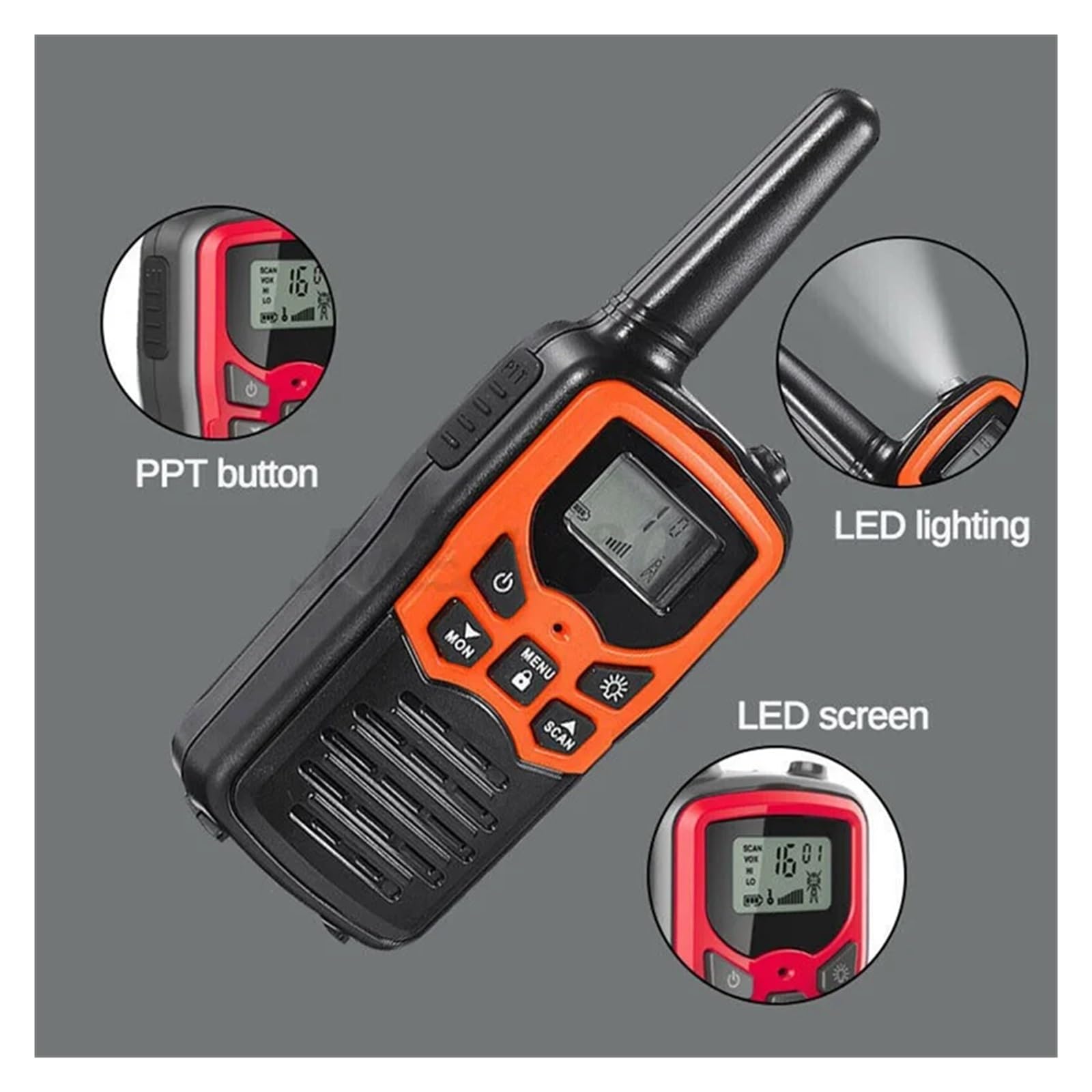 2 Sztuki Przenośne Radio Walkie Talkie 22 Kanały Zestaw 10 Km Uhf 400-470 MHz Dwuzakresowy Dalekiego Zasięgu Nadajnik-odbiornik HGC Czysta Transmisja GłOsu