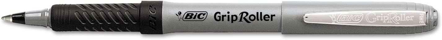 Grip Stick Roller Ball Pen, Black Ink.7mm, Fine.12 Count (Pack of 1)
