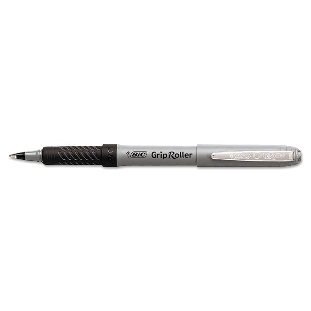 BIC Grip Stick Roller Ball Pen Black Ink 7mm Fine 12 Count Pack of 1